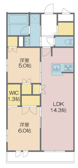 【間取り】 | ジャンヴィエ・ルナ | 1.3帖WICと広いシューズクロークのあるお部屋です