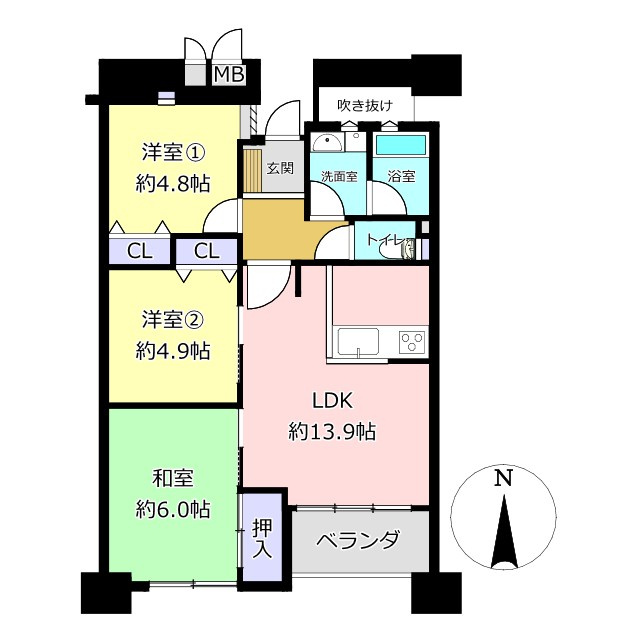 スカイハイツ新町の間取り