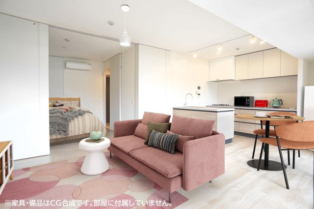 プライムメゾン亀戸の居間・リビング|※家具・備品はCG合成です。部屋に付属していません。
