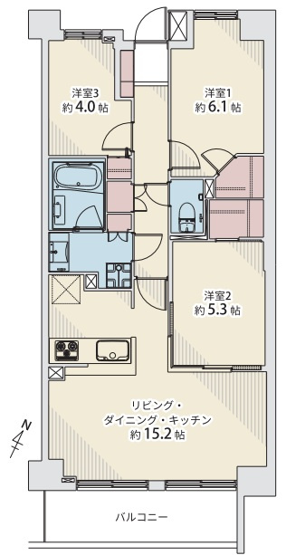 サンライン板橋本町の間取り|サンライン板橋本町：南東向きにつき陽当り・眺望良好！全居室収納付き３ＬＤＫリノベーション物件は住設備も充実！令和８年４月２８日完成予定となっております！