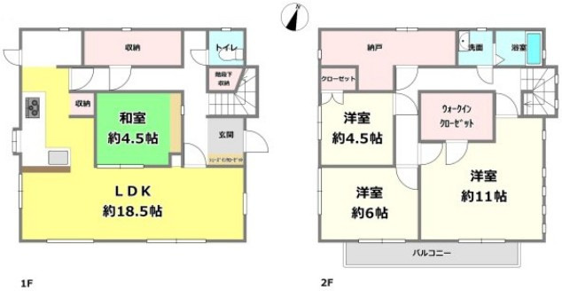 栗東市小野　中古戸建ての間取り