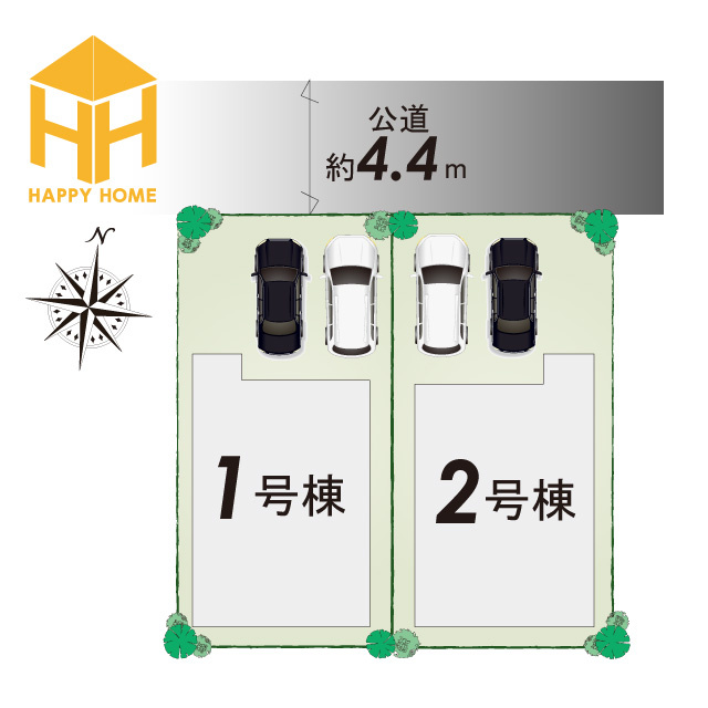 リーブルガーデン南ひばりガ丘3丁目新築一戸建て│3LDK+並列駐車2台可の区画図|全2区画の分譲地です。