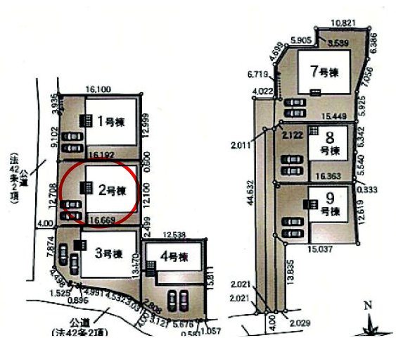 クレイドルガーデン前橋市青柳町第28　2号棟（平屋）の区画図|駐車場2台ご用意しています！
並列駐車なので、車の出し入れもしやすいですよ！