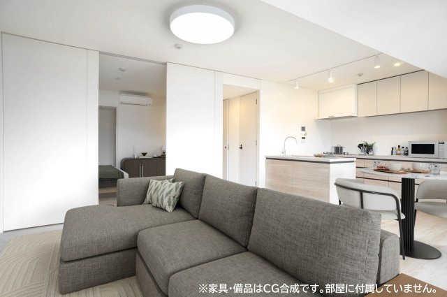 プライムメゾン亀戸の居間・リビング|※家具・備品はCG合成です。部屋に付属していません。