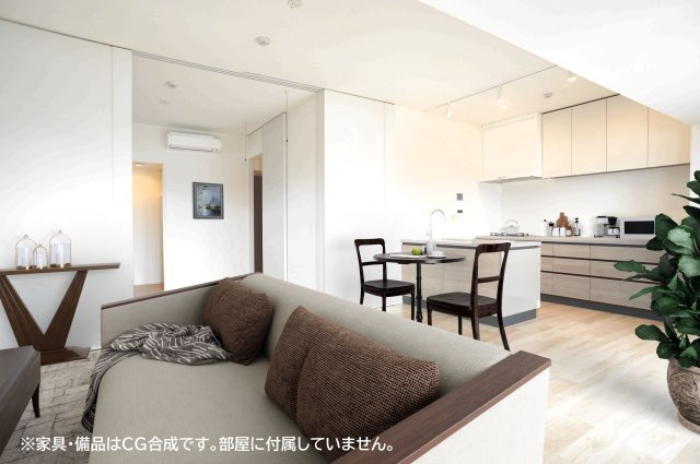プライムメゾン亀戸の居間・リビング|※家具・備品はCG合成です。部屋に付属していません。