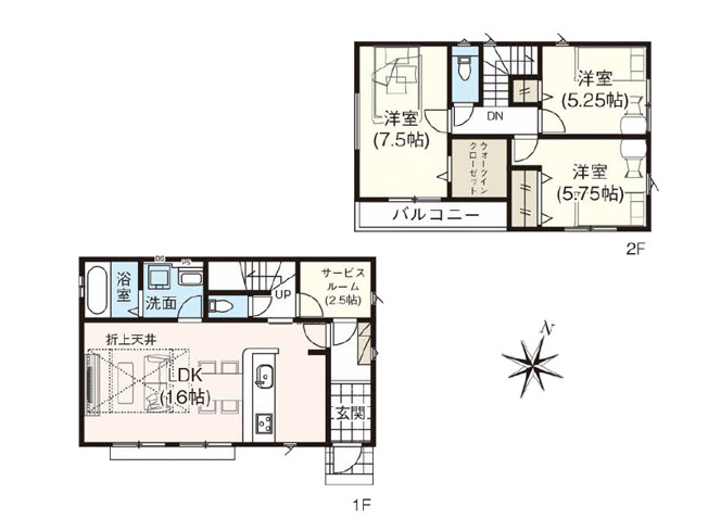 【間取り】 | 川越市砂新田2丁目　新築一戸建住宅　全10棟　(ふじみ野店) | 7号棟/収納多く、スッキリ暮らしやすい3LDK！趣味用品の収納に便利なサービスルーム、お洋服選びが楽しくなりそうなWIC付です。※図面を基に作成しています。現況と異なる場合は現況を優先いたします。