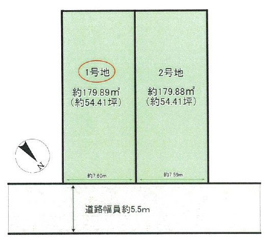 野洲市西河原1号地　建築条件無し売土地の土地図