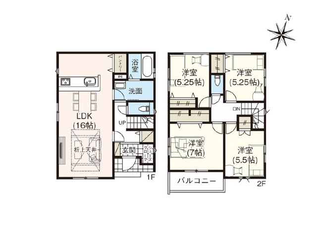 【間取り】 | 川越市砂新田2丁目　新築一戸建住宅　全10棟　(ふじみ野店) | 5号棟/収納多く、スッキリ暮らしやすい4LDK！パントリーやシューズクローク付ゆとりの住まい。※図面を基に作成しています。現況と異なる場合は現況を優先いたします。