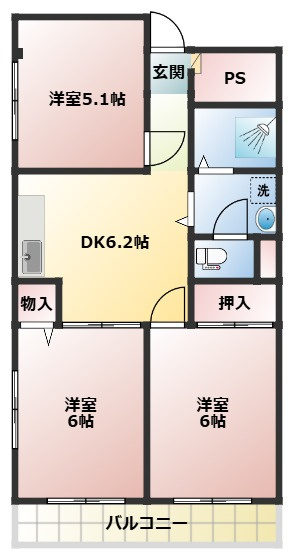 松戸市西馬橋１丁目の賃貸マンションの間取り