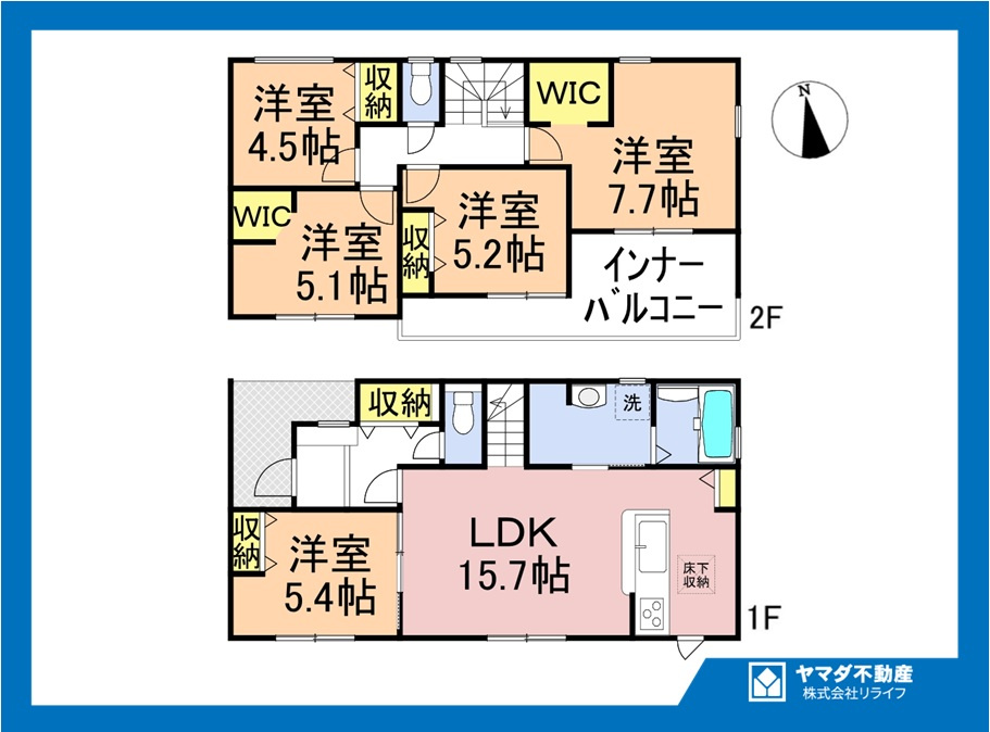 リーブルガーデン　一宮市萩原町第19　全3区画分譲の間取り|■1号棟　■ヤマダ不動産　株式会社リライフ　
■夢のマイホーム購入をフルサポートします！