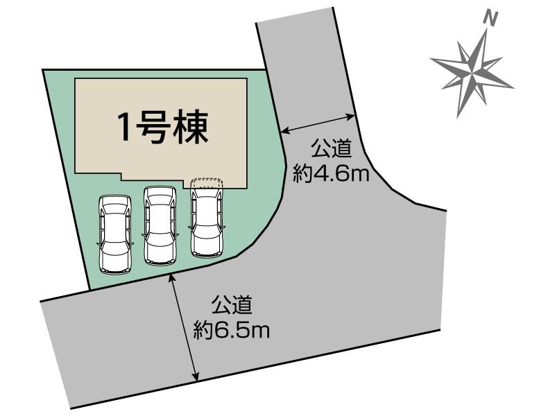 東海市富木島町新長口1番77『仲介手数料無料』新築戸建ての区画図