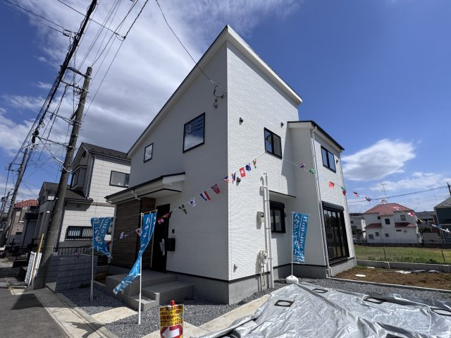 松戸市二ツ木新築戸建【幸谷小学校：4分】の外観|4号棟外観・完成済み内覧可能です！