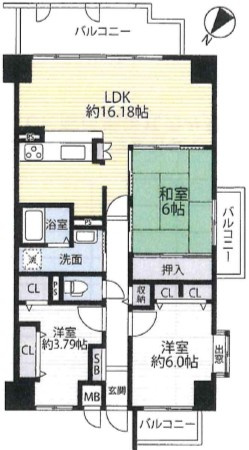 【リフォーム済】ヴェルドミール栗東　7Fの間取り