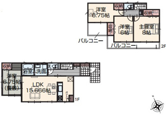【間取り】 | いろどりアイタウン　佐野市葛生西1丁目　 | 全室南向きで日当たり良好な間取りです♪