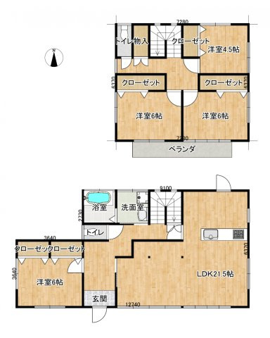 双葉郡楢葉町山田岡字松ノ口　中古住宅 陽当たり良好！ 4LDK 不動産プラスの間取り|リフォーム後間取り予定。４LDK間取りに変更しました。各部屋収納付きなのでお部屋を広く使えます。３～５人家族におすすめの間取りとなっております。