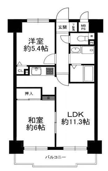 【間取り】 | ダイアパレス京都蒔絵町 | 専有面積52.25㎡