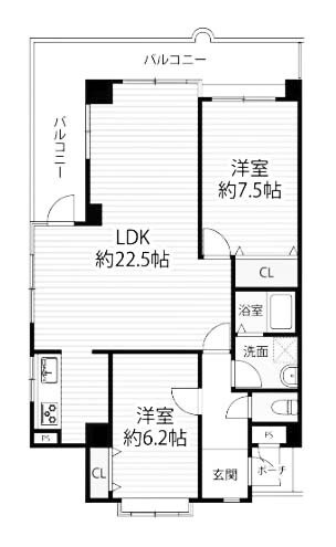 【間取り】 | パークテラス桃山 | 専有面積75.3㎡