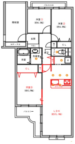 芦屋伊勢町ハウスの間取り