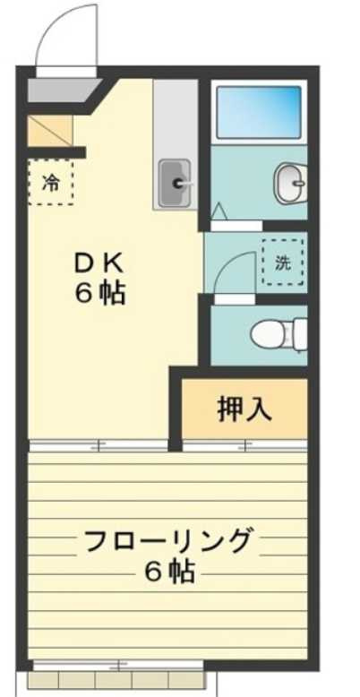 サニーハイツ117　最上階　バストイレ別　南向きの間取り