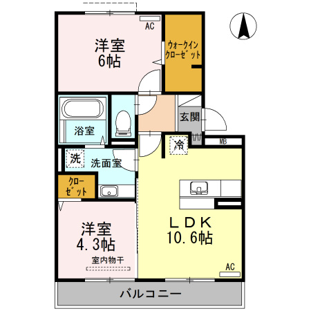 【間取り】 | Clair Pine(ｸﾚｰﾙ ﾊﾟｲﾝ)