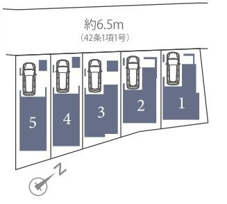 横浜市鶴見区東寺尾１丁目の新築一戸建の区画図|全5区画の1号棟になります。