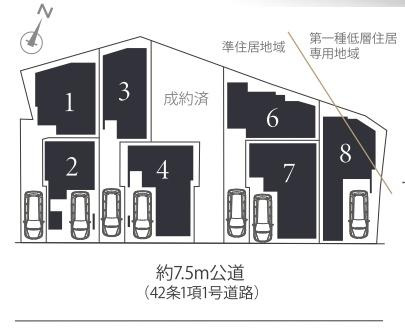 横浜市中区本牧間門の新築一戸建の区画図|閑静な住宅地にございます！
是非現地へお越しください！