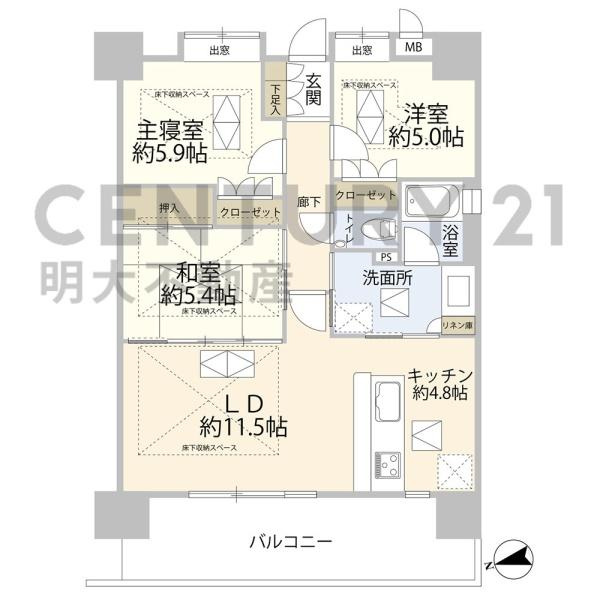 コアマンションルネス大橋の間取り