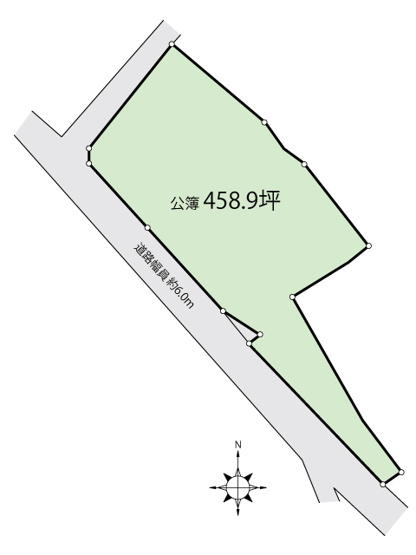 【土地図】 | 【建築条件なし】大仙市南外字上野 458.9坪(公簿)の南西向き物件