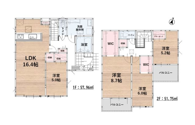 福岡市西区上山門3丁目第7-1棟（1号棟）の間取り|全居室収納付きで便利です。