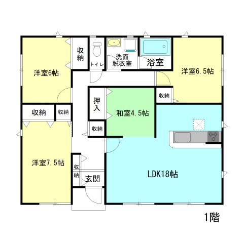 【間取り】 | クレイドルガーデン前橋市青柳町第28ー⑦ | 人気の平屋住宅登場です！
3LDK＋タタミコーナー付き間取り！