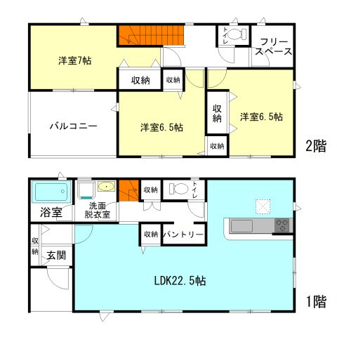 【間取り】 | クレイドルガーデン前橋市青柳町第28ー④ | パントリー＋フリースペース付きの3LDK住宅！
家族と自然に顔合わせできるリビングアクセス階段！