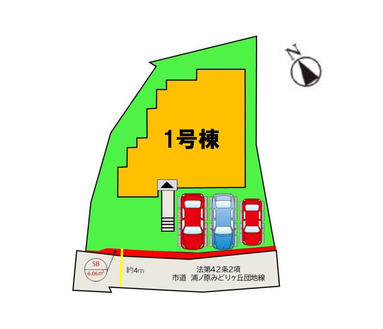 那珂川市片縄西5丁目第4-1棟（1号棟）の区画図|配置図