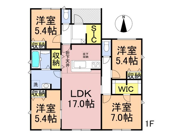 リーブルガーデン　岐阜市尻毛の平屋　全2区画分譲の間取り|■1号棟　■ヤマダ不動産　株式会社リライフ　
■夢のマイホーム購入をフルサポートします！