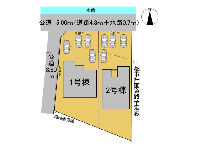 リーブルガーデン　岐阜市尻毛の平屋　全2区画分譲の区画図|■区画図
■YAMADA電機の　ヤマダ不動産　株式会社リライフ　
いつでもお問合わせ下さい。