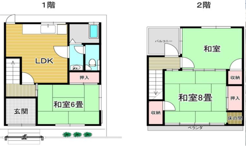 大阪市港区市岡　戸建投資物件　民泊可の間取り