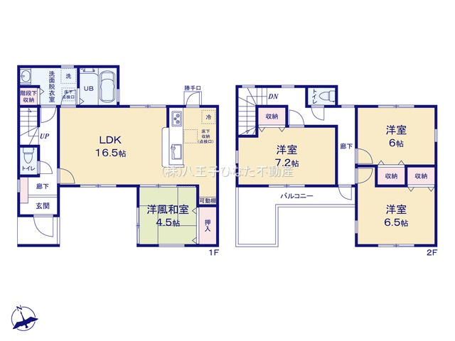 『八王子市新築戸建て』八王子市川口町496-3【仲介手数料無料】　７期の間取り|～仲介手数料無料☆八王子ひなた不動産～八王子市川口町　新築戸建て