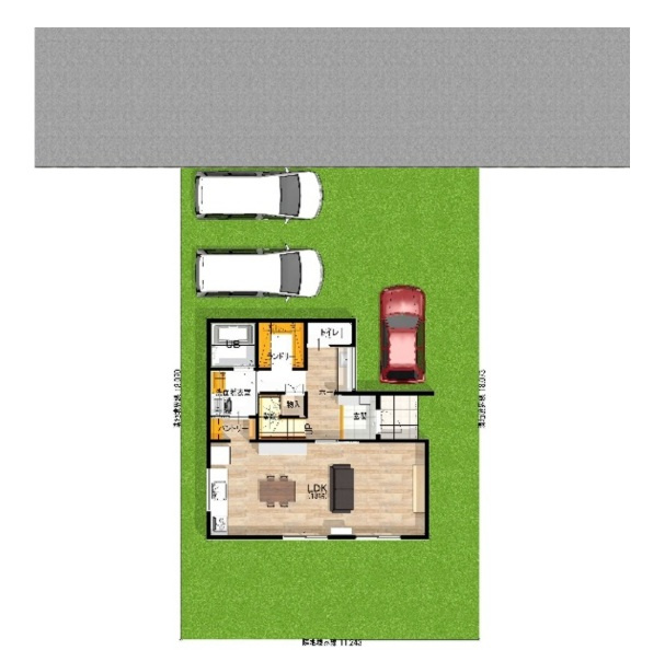 下都賀郡壬生町落合２丁目　新築戸建の区画図