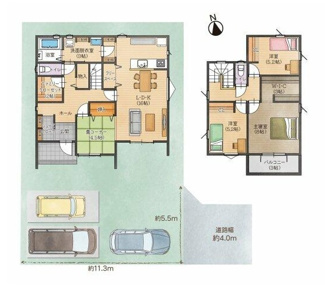 【間取り】 | 岐南町伏屋新築建売全3棟！収納豊富なお家！お車スペース3台可能！食器洗浄乾燥機付きシステムキッチン♪ | 岐南町伏屋新築建売全3棟！収納豊富なお家！お車スペース3台可能！食器洗浄乾燥機付きシステムキッチン♪