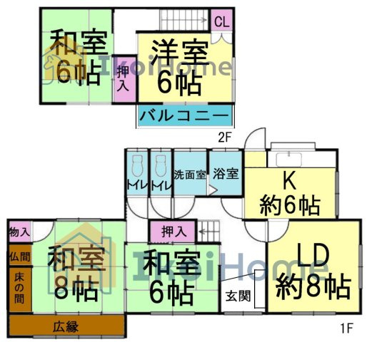 明石市大久保町高丘１丁目　中古戸建の間取り|4LDKの使いやすい間取り！和室・洋室ございます♪全室6帖以上で広々したお家♪