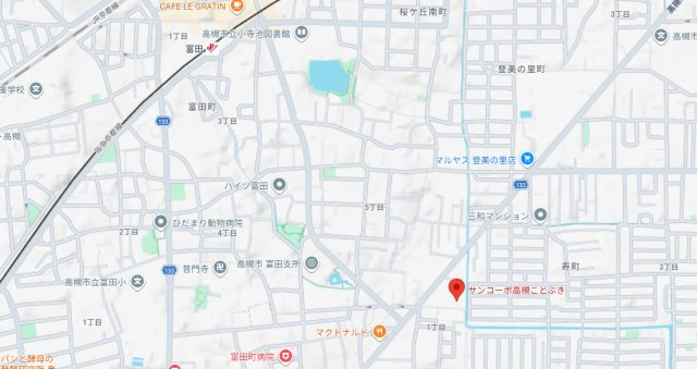 高槻市寿町１丁目の賃貸マンションの地図