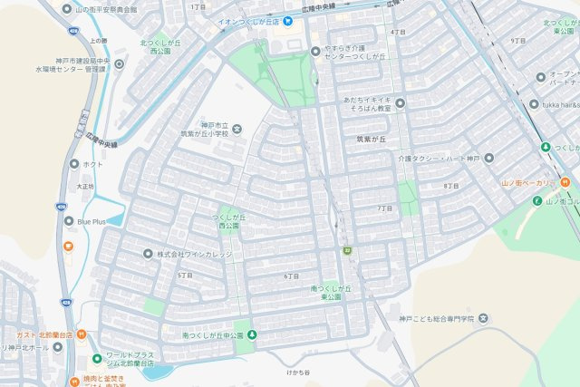 神戸市北区筑紫が丘　新築一戸建ての地図
