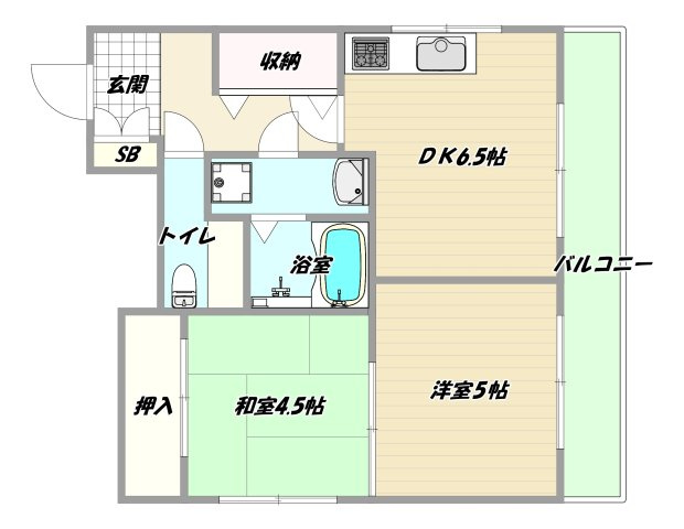 大阪市淀川区野中南２丁目の賃貸マンションの間取り