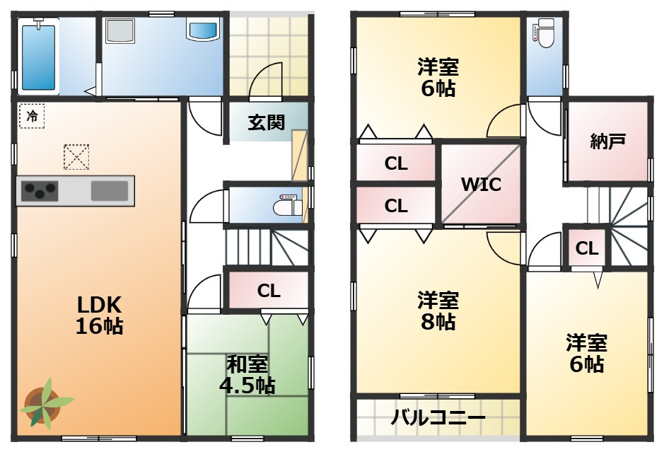 LiveleGarden.S第16栃木大平町富田　2号棟の間取り|南向きで陽当たりの良い間取りです