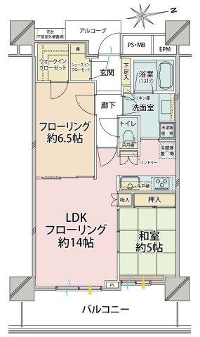 ■2LDK、専有面積：60.76平米、バルコニー面積：12.33平米　※家具、小物は販売価格に含まれておりません。