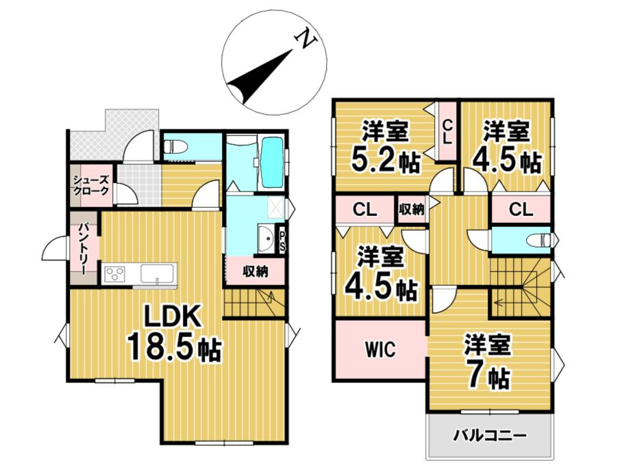 粕屋町長者原東７丁目 中古戸建の間取り|※間取り図と現況が異なる場合には、現況を優先いたします。