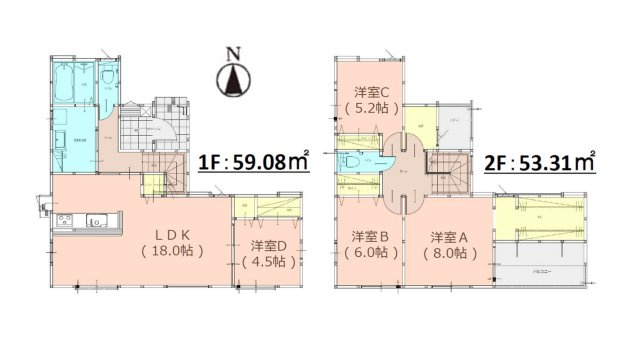 福岡市早良区田隈3丁目第7-1棟(1号棟)の間取り