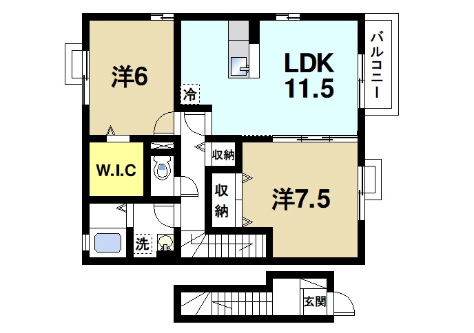 ハイツメビウス　Ａ棟の間取り|2LDKのお部屋です
