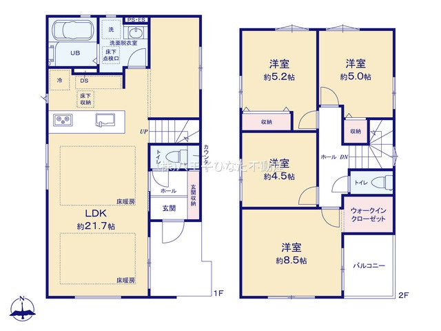 『八王子市新築戸建て』八王子市本町31-15【仲介手数料無料】　　４期の間取り|～仲介手数料無料☆八王子ひなた不動産～八王子市本町　新築戸建て