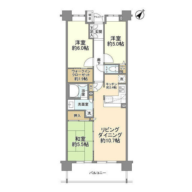 横浜市西区平沼２丁目の賃貸マンションの間取り