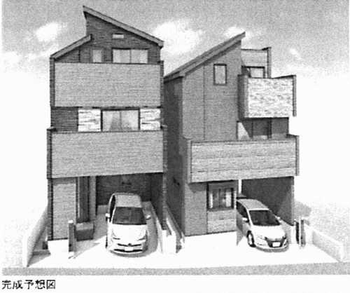 横浜市神奈川区松見町3丁目　新築戸建全2棟　2号棟の外観パース